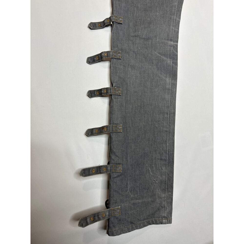 Morgan de Toi Homme Y2K Buckle Strap Jeans Gray Denim Pants small - Picture 9 of 14